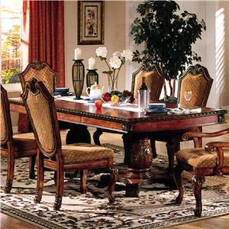 Rectangle Double Pedestal Dining Table With Leaves
